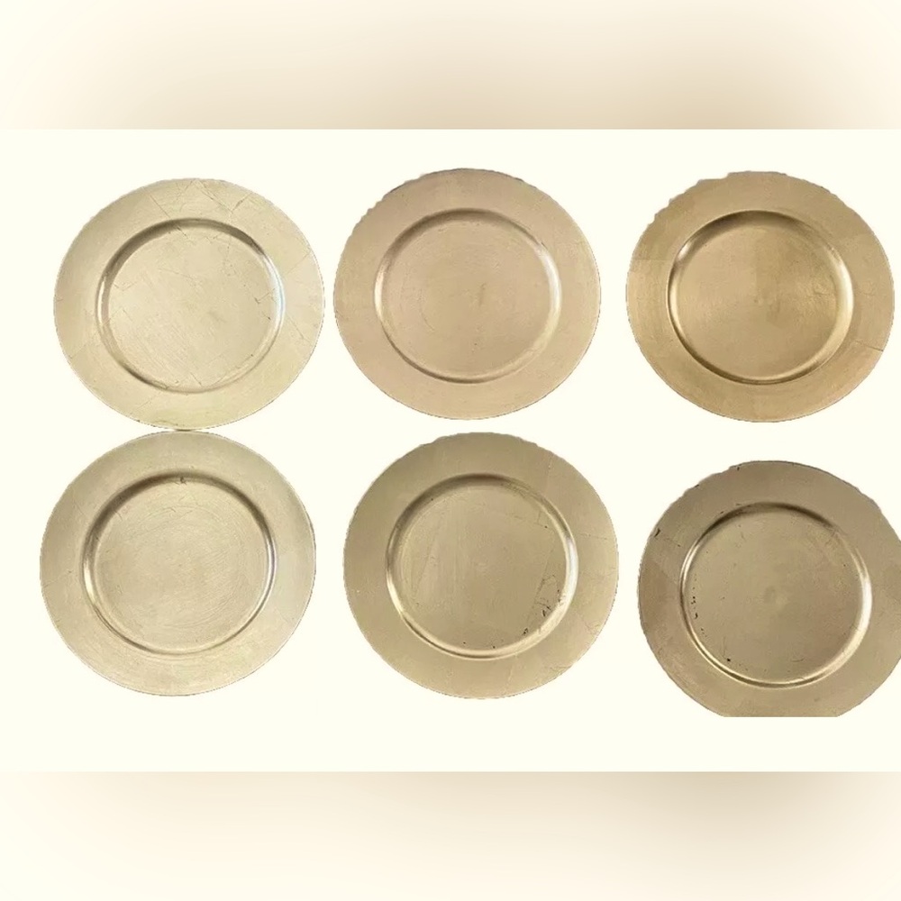 6 Charger Plates Gold 13” Diameter Acrylic - Most W/Orig Sticker -Ashland- NEW
